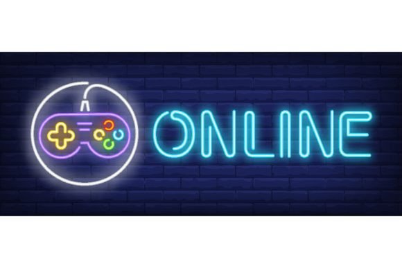 Download Online Neon Text and Gamepad with Cable - Gamepad Collection