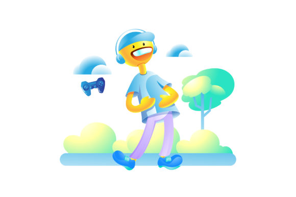 Download Happy Boy with Headphone and Gamepad - Gamepad Collection