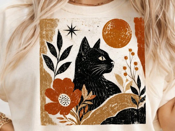 Download Black Cat Floral PNG Boho Halloween Png - Halloween png Collection